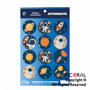 ASTRONAUTA STICKERS AUTOADHESIVOS X 24 UNIDADES